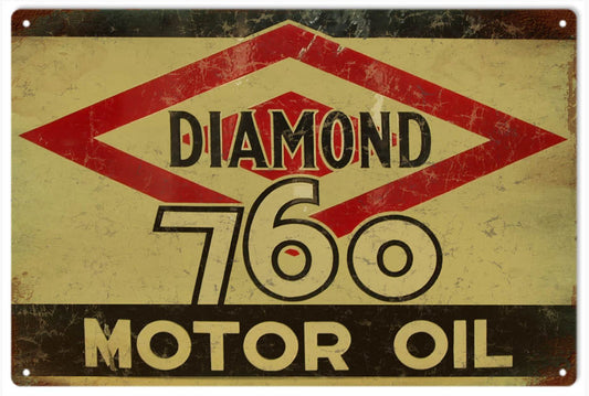Diamond Motor Oil Vintage Style Metal Sign 12 × 18