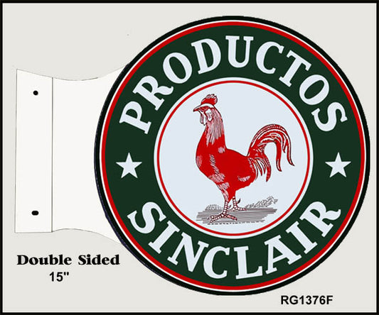 Sinclair Motor Oil Rooster Flange Vintage Style Metal Sign 15 x 17