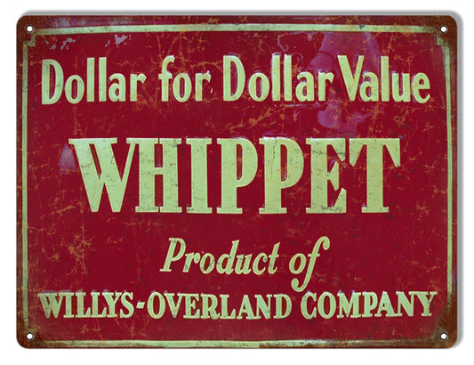 Whippet Motor Oil Vintage Style Metal Sign 9 × 12