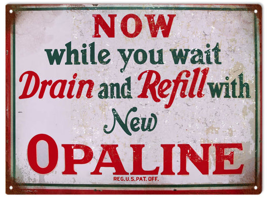 Opaline Motor Oil Gas Station Vintage Style Metal Sign 9 × 12