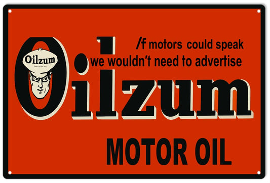 Oilzum Motor Oil Gas Station Vintage Style Metal Sign 12 x 18