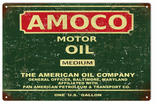 Amoco Gas And Motor Oil Vintage Style Metal Sign 12 x 18
