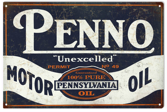 Penno Motor Oil Vintage Style Metal Sign 12 × 18
