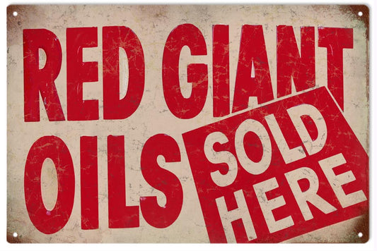 Red Giant Motor Oils Vintage Style Metal Sign 12 × 18