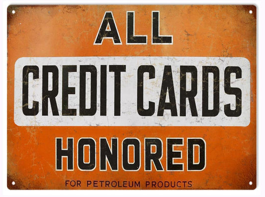 Credit Card Motor Oil Vintage Style Metal Sign 9 × 12