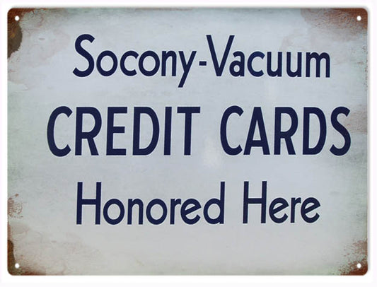 Socony Vacuum Credit Card Vintage Style Metal Sign 9 × 12