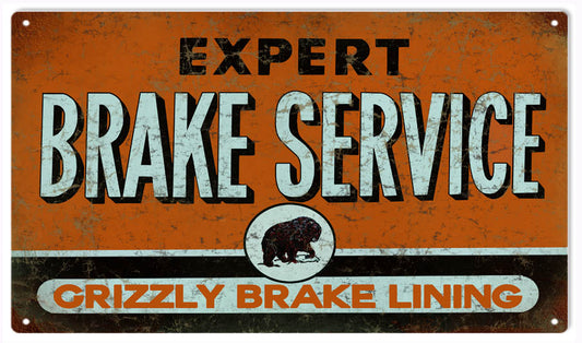 Grizzly Brake Service Vintage Style Metal Sign 8 × 14
