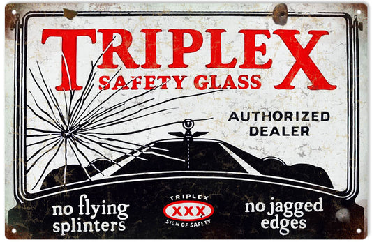 Triplex Safety Glass Vintage Style Metal Sign 12 × 18