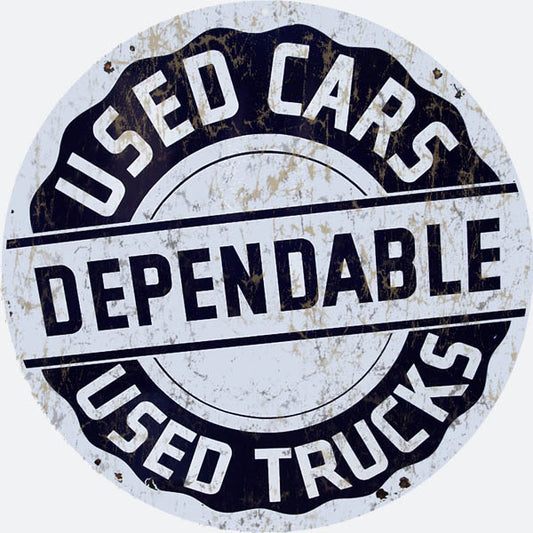 Dependable Used Car Vintage Style Metal Sign 14 x 14