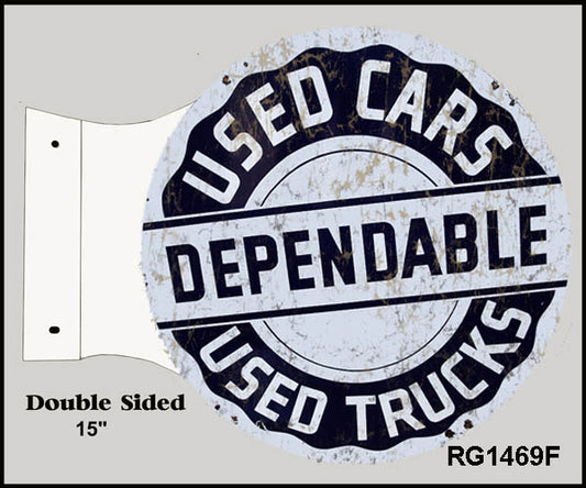 Dependable Used Car Flange Vintage Style Metal Sign 15 x 17