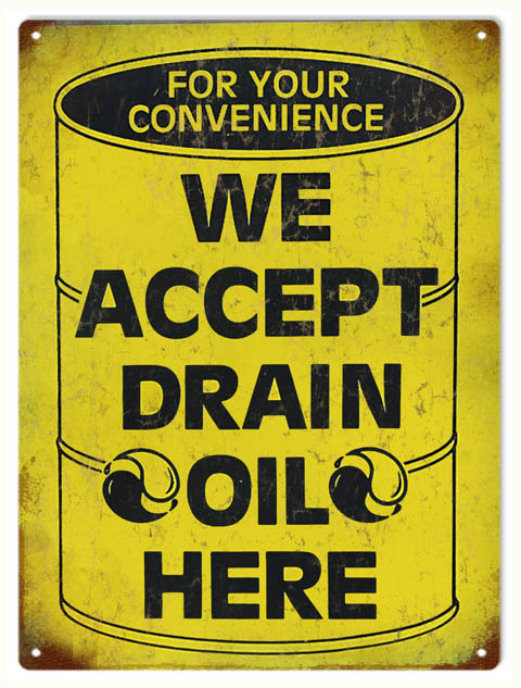 Drain Oil Gas Station Vintage Style Metal Sign 9 × 12