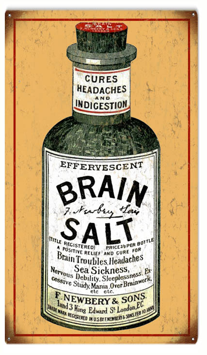 Newbery & Sons Brain Salt Vintage Style Metal Sign 8 × 14