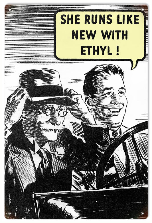 Ethyl Motor Oil Vintage Style Metal Sign 12 × 18