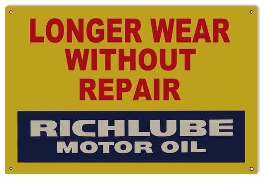Richlube Motor Oil Vintage Style Metal Sign 12 × 18