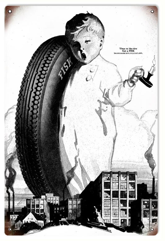 Fisk Tire With Ba Vintage Style Metal Sign 12 × 18