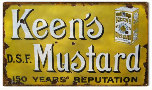 Keen’s Mustard Country Vintage Style Metal Sign 8 x 14