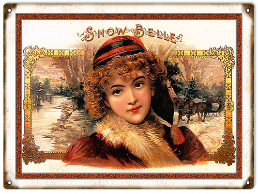 Snow Belle Cigar Vintage Style Metal Sign 9 × 12