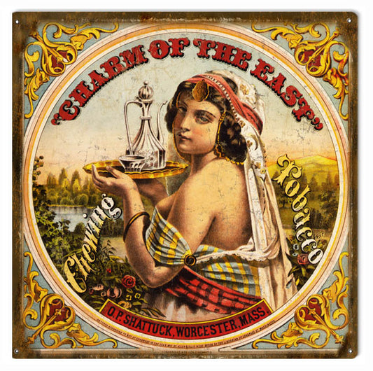 Charm Of The East Tobacco Cigar Vintage Style Metal Sign 12 × 12