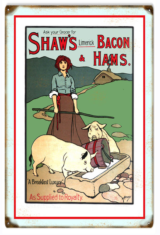 Shaws Limerick Bacon Country Grocer Vintage Style Metal Sign 12 x 18