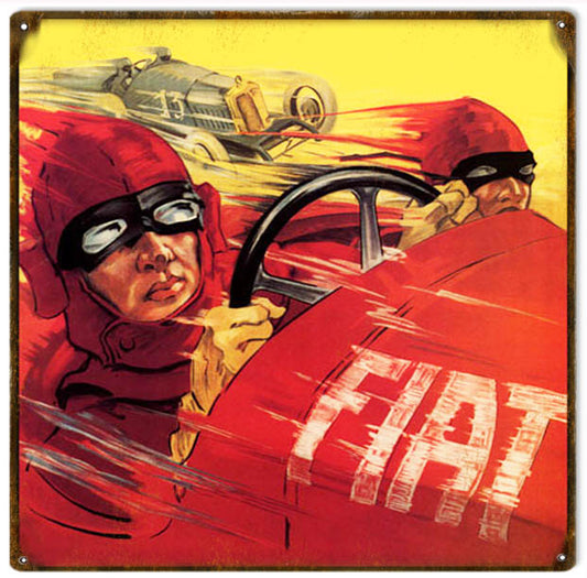 Classic Fiat Automobile Racing Vintage Style Metal Sign 12 × 12
