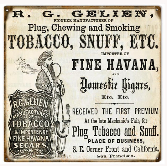 R.G. Glenn Chewing And Smoking Tobacco Vintage Style Metal Sign 12 × 12