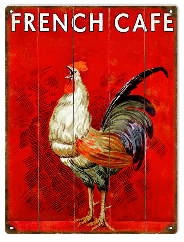 French Café Rooster Country 9×12
