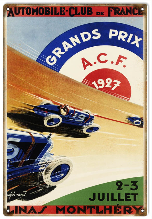 De France Grand Prix Vintage Style Metal Sign