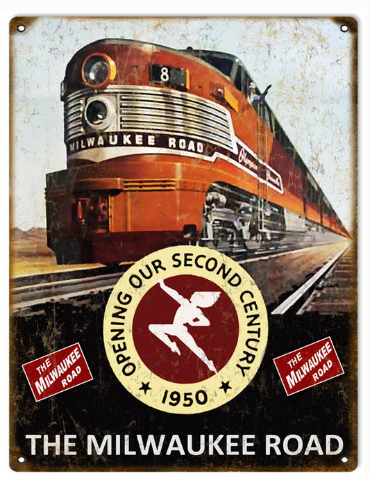 Milwaukee Railroad 1950 Vintage Style Metal Sign 9 x 12