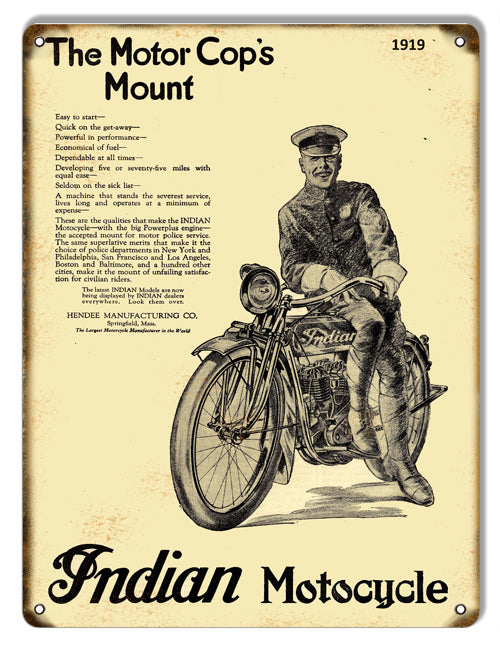 Indian Motor Cops Mount Motorcycle 9×12