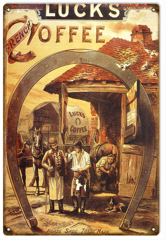 Lucks Coffee Country Vintage Style Metal Sign 12 x 18