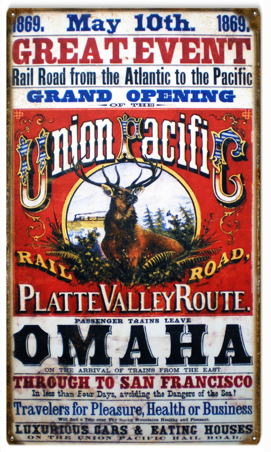 Great Event Grand Opening Union Pacific Railroad Vintage Style Metal Sign 8 × 14