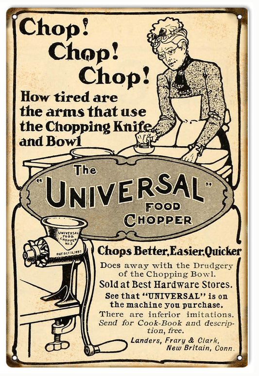 Chop The Universal Food Chopper Vintage Style Metal Sign 12 x 18