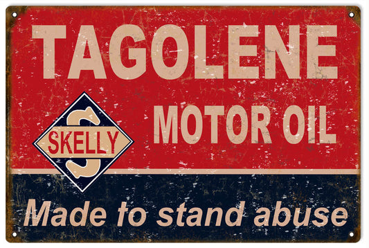 Tagolene Motor Oil Skelly Gas Station Vintage Style Metal Sign 12 x 18