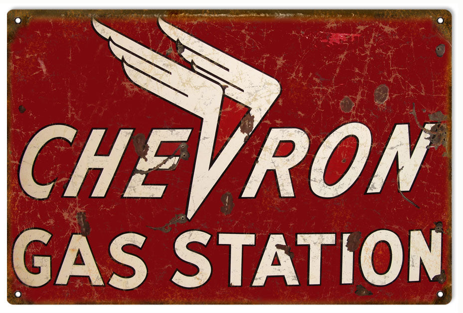Chevron Gas Station Motor Oil 12x18