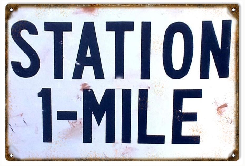 Station 1 Mile Gas And Motor Oil 12x18