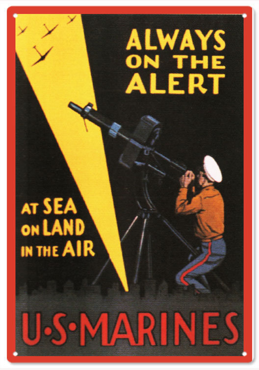 US Marines ALWAYS ON THE ALERT Vintage Style Metal Sign 12 x 18