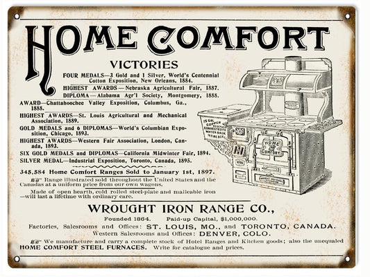 Victories Wrought Iron Range Co. Vintage Style Metal Sign 9 x 12