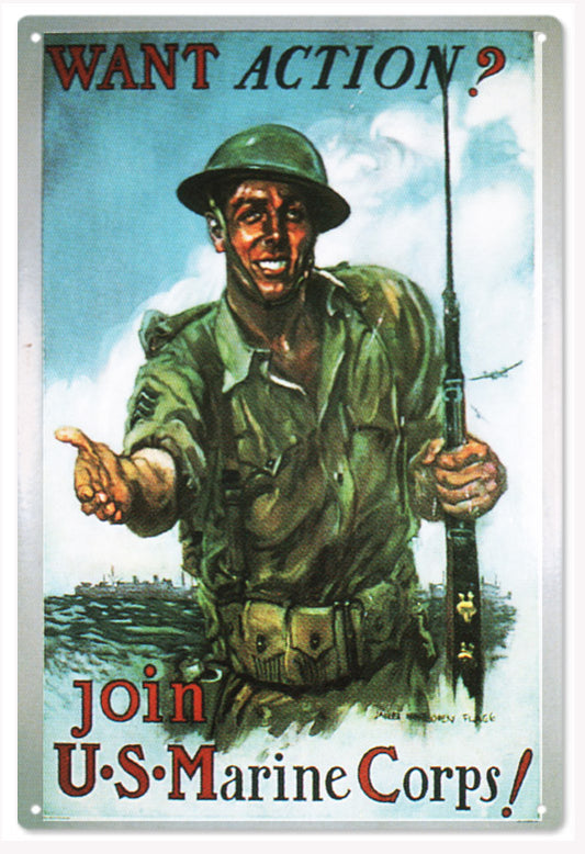 US Marine Corps Vintage Style Metal Sign 12 x 18