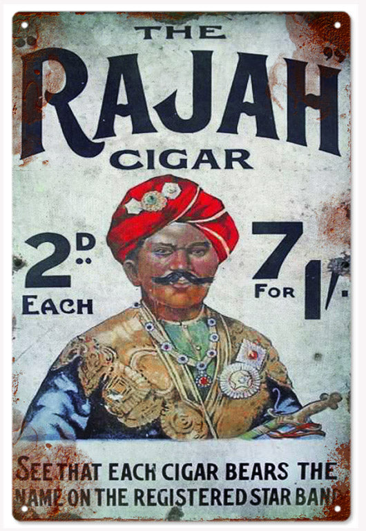 The Rajah Cigar Vintage Style Metal Sign 12 x 18