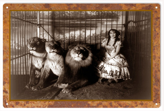 Lions Cage Classic Animal Circus Vintage Style Metal Sign 12 x 18