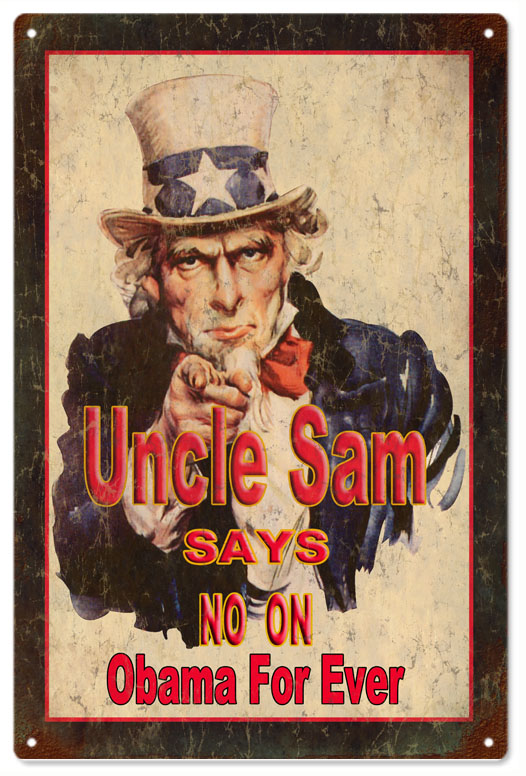 Uncle Sam No On Obama 12x18