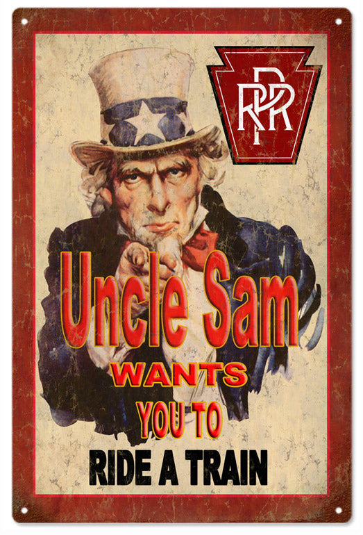 Uncle Sam Rpr Pennsylvania Railroad Vintage Style Metal Sign 12 x 18