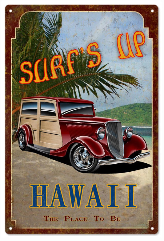 Surfs Up Hawaii Classic Hot Rod Vintage Style Metal Sign 16 x 24