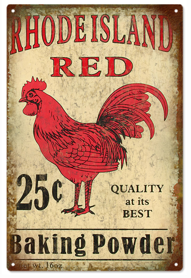 Rhode Island Red Baking Powder Rooster 12x18