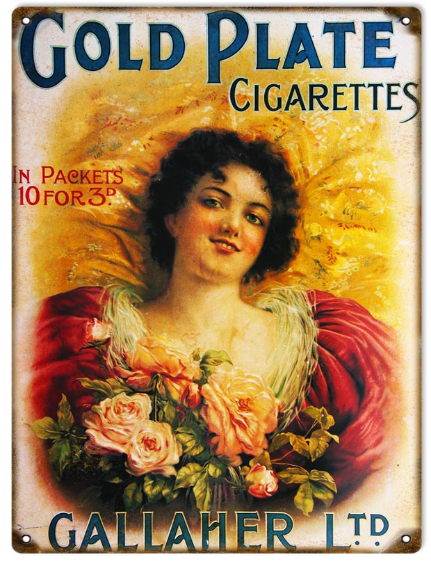 Gold Plate Cigarettes Gallaher Ltd 9″x12″