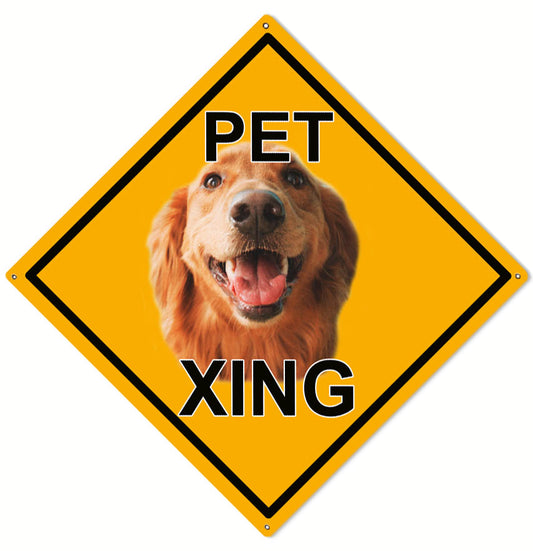 Golden Retriever Pet Xing Vintage Style Metal Sign 12 x 12