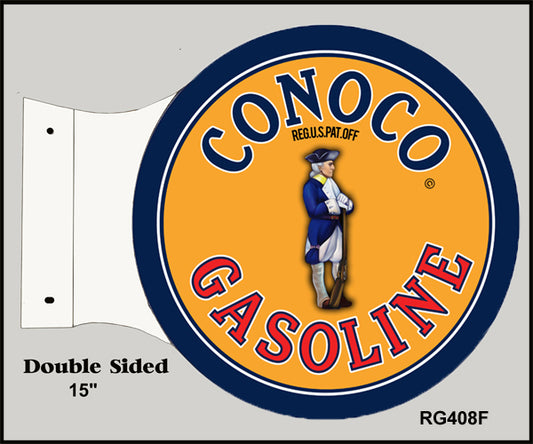 Conoco Gasoline Motor Oil Two Sided Flange 15x17
