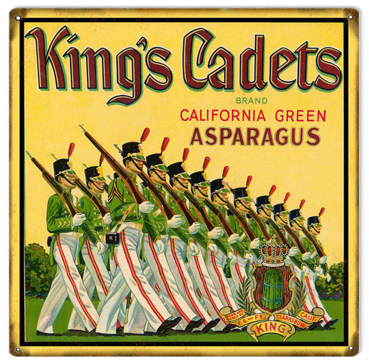 King’s Cadets Brand California Green Asparagus Vintage Style Metal Sign 12 x 12