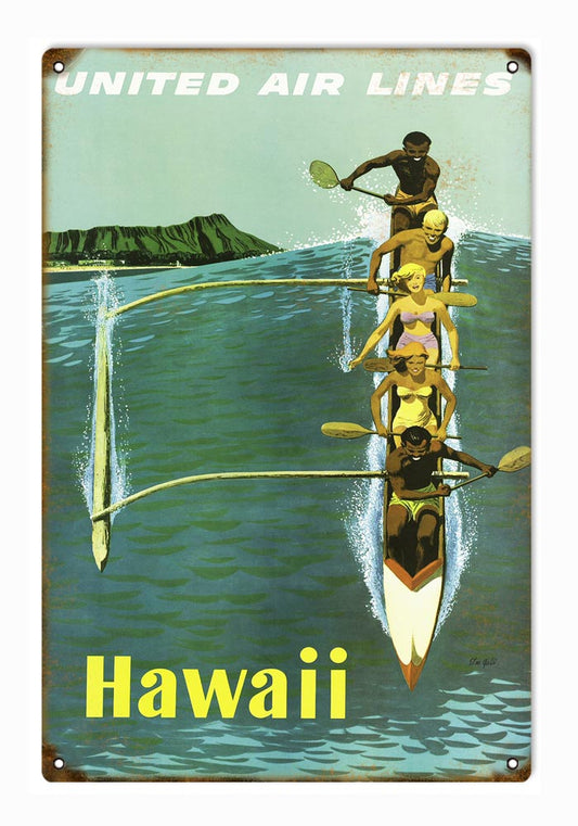 United Airlines Hawaii Vintage Style Metal Sign 12 x 18