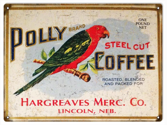 Polly Coffee Vintage Style Metal Sign 9 × 12